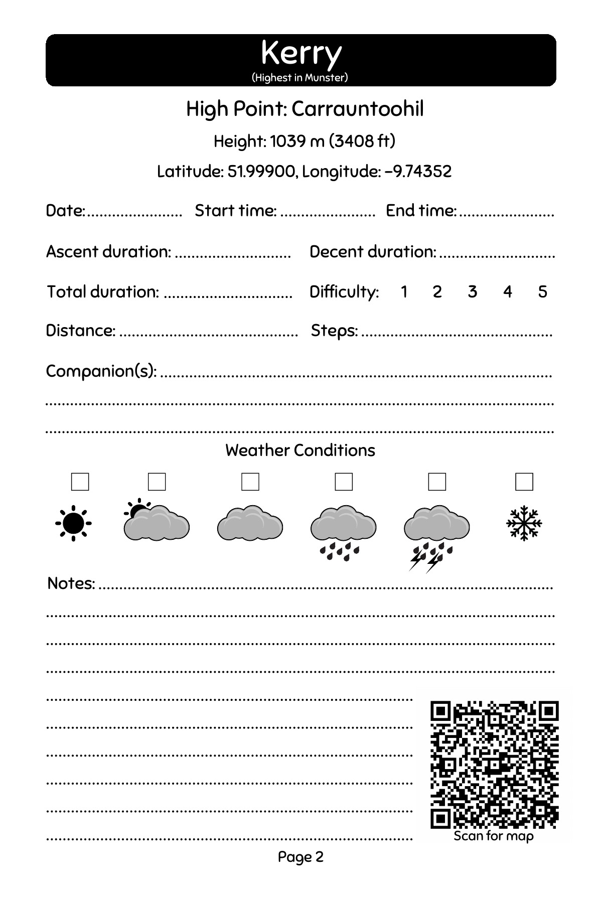 Carrauntoohil — County Kerry entry — authentic sample page 1